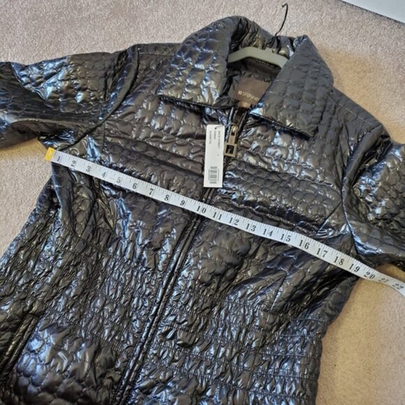 NWT Spanner Gun Metal Sci-Fi Cyberpunk Quilted Moto Zip Metallic Jacket L - Picture 6 of 7
